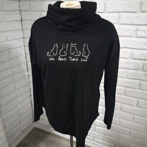 NWT Marie Claire Ladies Black Cowl Neck Long Sleeves Fleece Lined Top